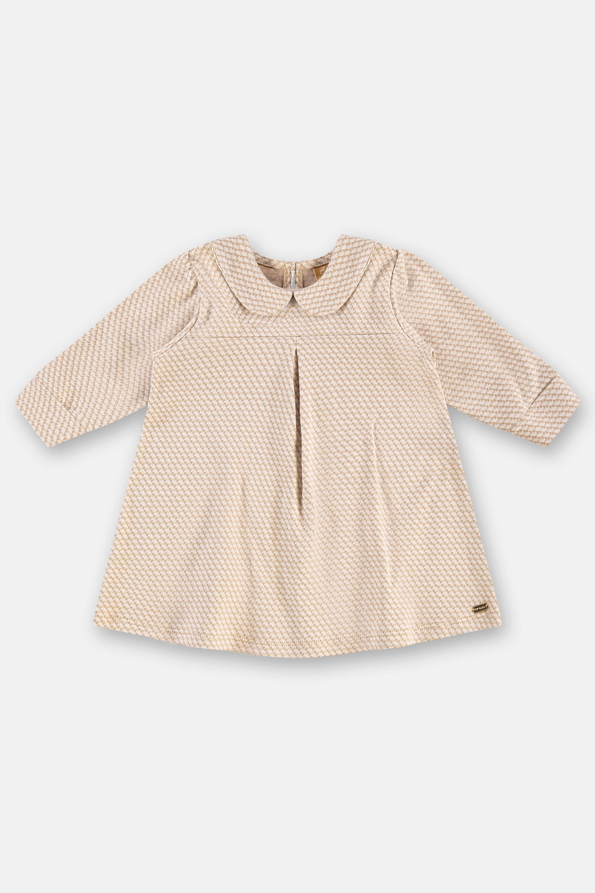 Vestido para Bebê de Manga Longa em Jacquard Xadrez (Marrom) Up Baby - Imagem 14